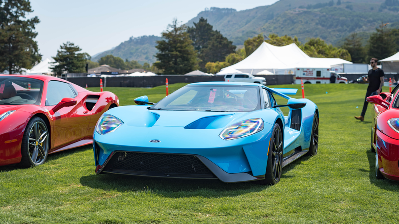 Ford GT in between a couple of Ferraris